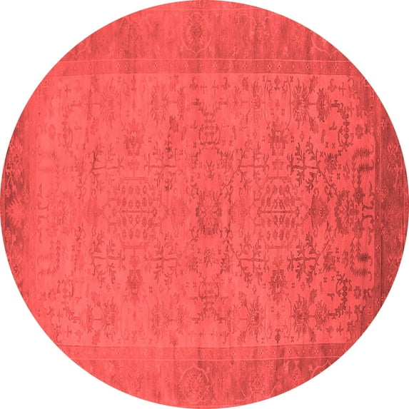 Ahgly Company Indoor Round Oriental Red Industrial Area Rugs, 7' Round