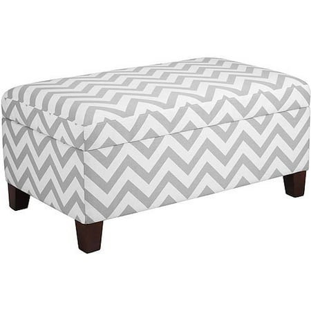 Dorel Living Kinsley Chevron Storage Ottoman, Gray and White