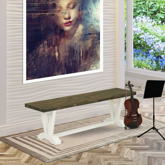 East West Furniture Dining Chair Wire brushed Linen White & Distressed Jacobean, VB076