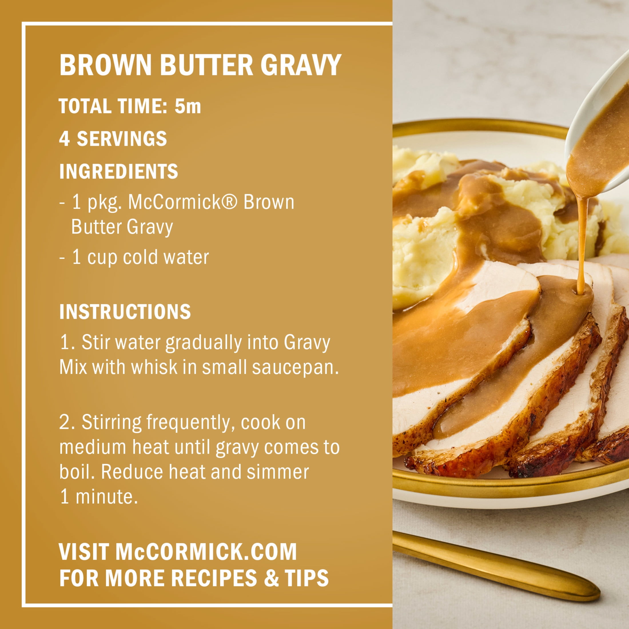 (5 pack) McCormick Brown Butter Gravy, 0.87 oz Packet
