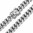thumbnail image 5 of Mens Miami Cuban Link Chain Necklace Bracelet Gold Stainless Steel 8-18mm Gift, 5 of 9