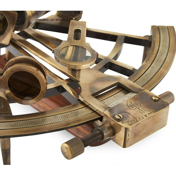 Nautical 8" Maritime Antiquated Brass Sextant | Marine Captain Sextant with Wooden Box