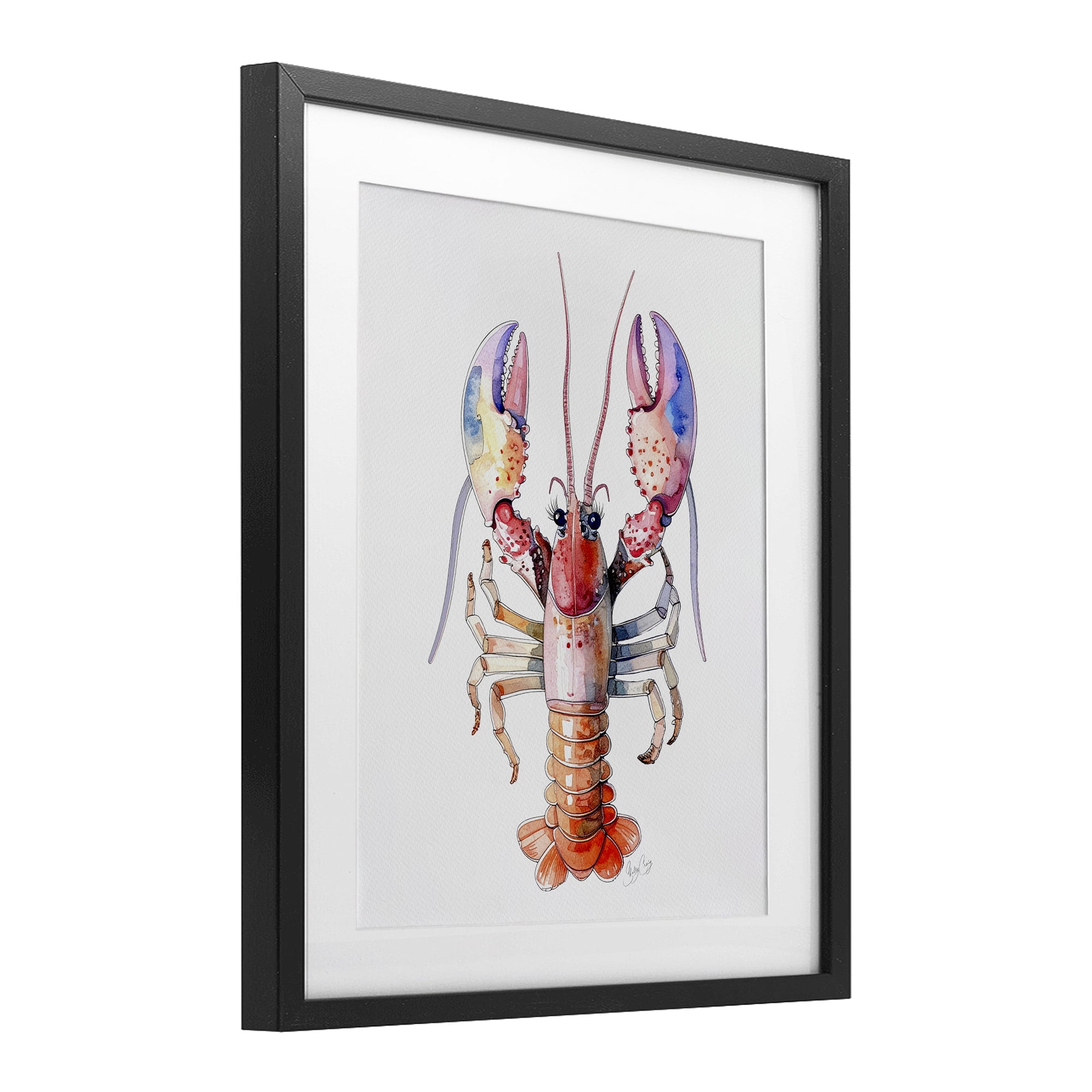 Stupell Industries Coral Claw Lobster Black Framed Print Under Glass, design by Shelly Craig
