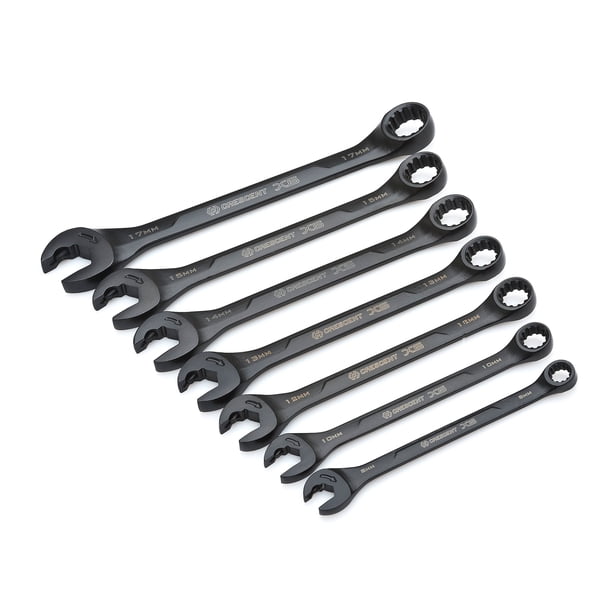 Juego de llaves Crescent X6™ con trinquete estriado de óxido negro, 7 piezas