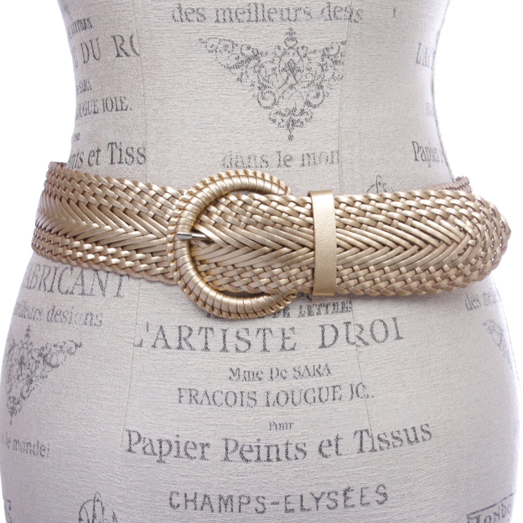 2 Inch Wide Genuine Leather Braided Woven Round Belt