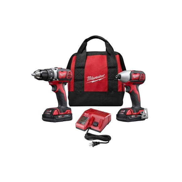 Milwaukee M18 18V Lithium-Ion Cordless Drill Driver/Impact Driver Combo Kit (2-Tool) with (2) 1.5Ah Batteries, Charger, Tool Bag