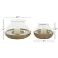 thumbnail image 4 of DecMode 2-Slot Brown Wood Tealight Hurricane Lamp, Set of 2, 4 of 9