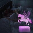 thumbnail image 3 of Luz nocturna de unicornio para niños, iluminación 3D, 16 colores, lámpara de noche variable, control remoto, ideas de regalo festivo y de cumpleaños para niños, cumpleaños, San Valentín., 3 of 5