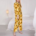 thumbnail image 3 of Yiaed Vintage Marble Pattern Sunflower Print Pajamas Women's Long Sleeve Sleepwear Soft Button Down Loungewear Pjs Lounge Set Nightwear Womens Pajama Pants-X-Large, 3 of 7
