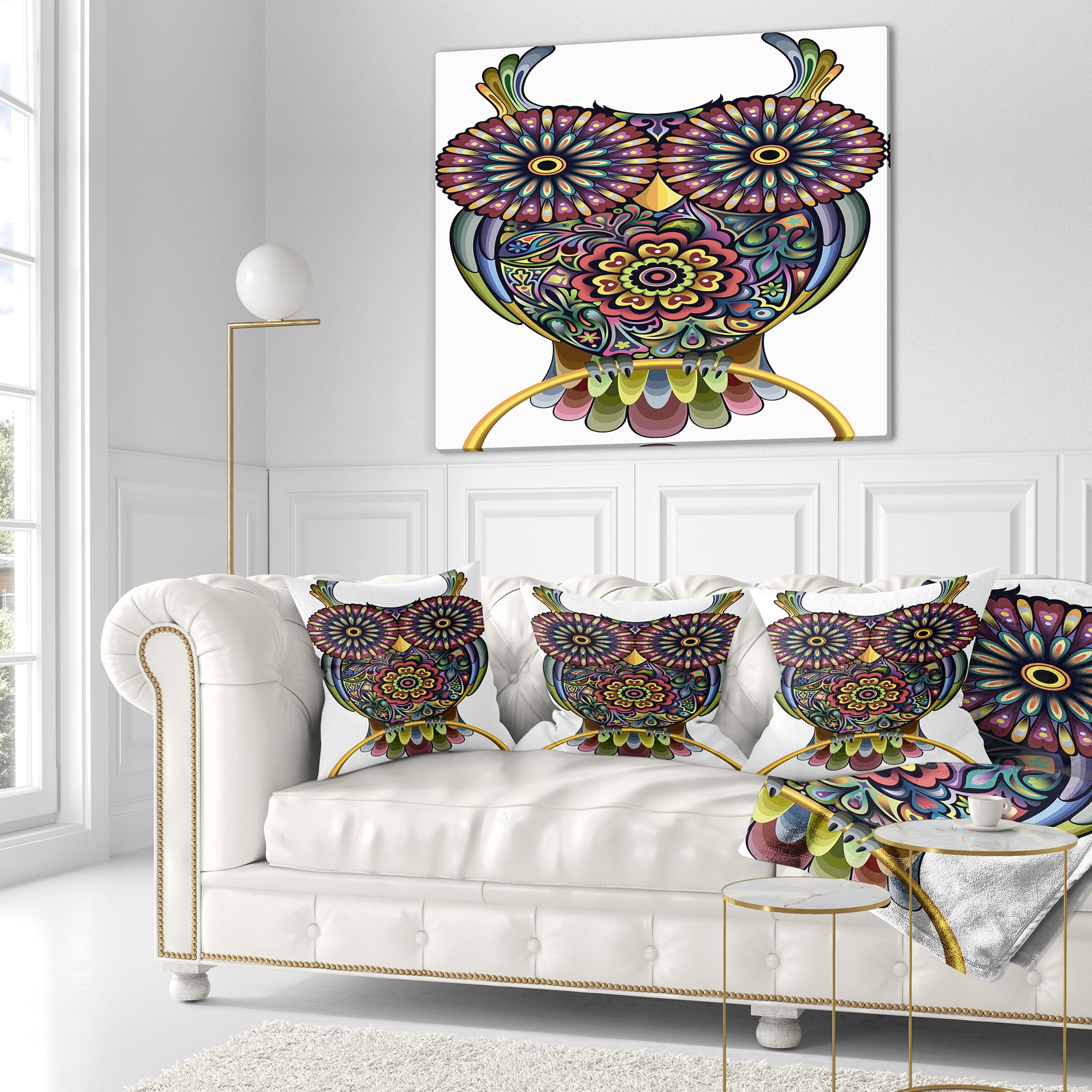Designart Funny Owl - Animal Throw Pillow - 16x16