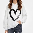 thumbnail image 2 of WAVSUF Girls Hooded Sweatshirts, Long Sleeve Heart Print Hooded Fall Casual Daily Pullover White 1, 2 of 6
