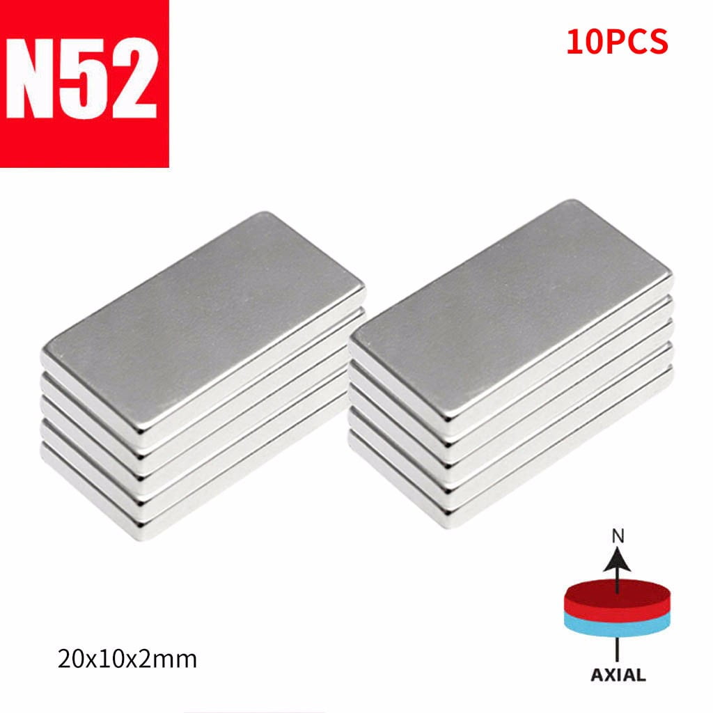 10Pcs N52 Super Strong Block Rare Earth 20x10x2mm Neodymium Fridge Magnets US 