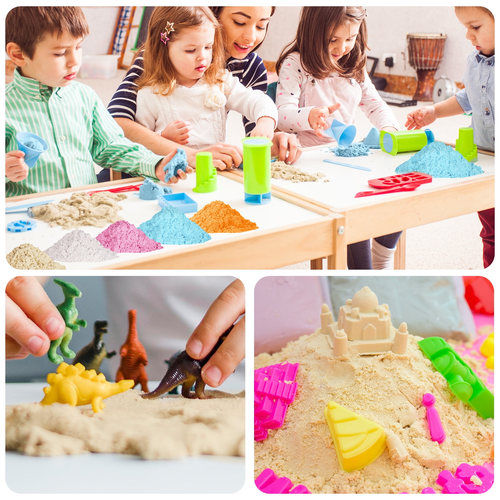FlexiSand 11 Lbs Fun Play Sand for Kids, Safe Non-Toxic Eco-Friendly Molding Sand for Stress Relief & Skill Development, Easy-to-Shape Mess-Free Formula Enhances Imagination (Original Color)
