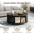 thumbnail image 3 of Aisword Round Coffee Table with 360° Sliding Door, Fluted Accent Coffee Table with Storage Adjustable Footpads for Living Room, Yellow, 3 of 6