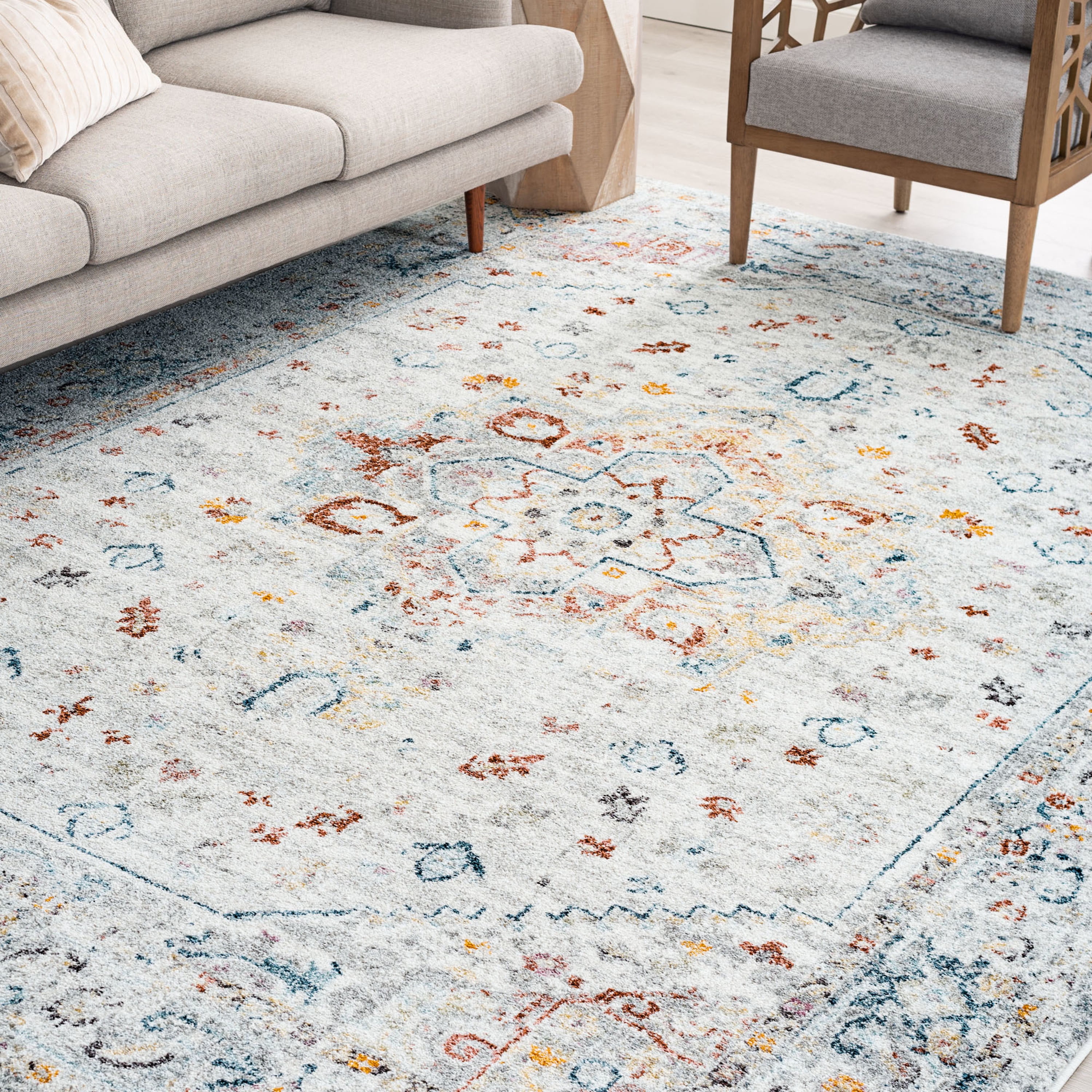 7x10 Traditional Cream Large Area Rugs for Living Room | Bedroom Rug | Dining Room Rug | Indoor Entry or Entryway Rug | Kitchen Rug | Alfombras para Salas 6'7'' x 9'6''
