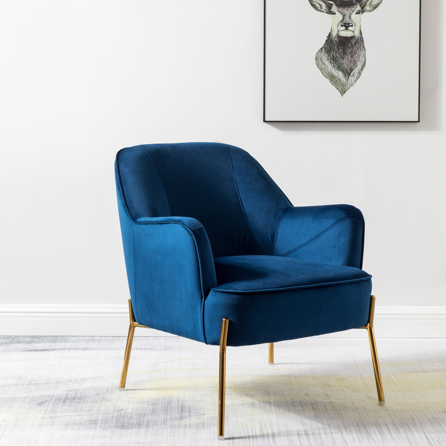 Upholstered Velvet Wingback Armchair Tub Chair Brass Golden Leg Seat Lounge Sofa