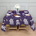 thumbnail image 3 of Halloween Square Tablecloth 60x60in(152x152cm) – Waterproof Polyester Printed Table Cover, Wrinkle Resistant & Washable for Kitchen Dining Picnic Party Decor, Pattern-V5-10, White, 3 of 6