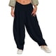 thumbnail image 1 of Women's cotton and linen wide-leg pants, summer casual loose style, beach party harem pants Dark Blue L, 1 of 4