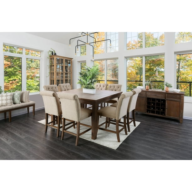 Furniture Of America Bennington Rustic Oak Counter Height Dining Table Com Furniture Of America Bennington Rustic, Coaster Home Furnishings 9 Piece Counter Height Storage Dining Table