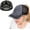 Black, variant on Washed Distressed Cotton Denim Ponytail Hat Adjustable Baseball Cap for Women Men