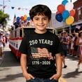 thumbnail image 2 of Huowey Kids 4Th Of July T-Shirt Boys Stylish Patriotic Graphic Short Sleeve Round Neck Us National Flag Print Casual Clothes Tops 1776-2026 Holiday Outdoor Celebrate Independence Day Tee,2-3 Years, 2 of 5