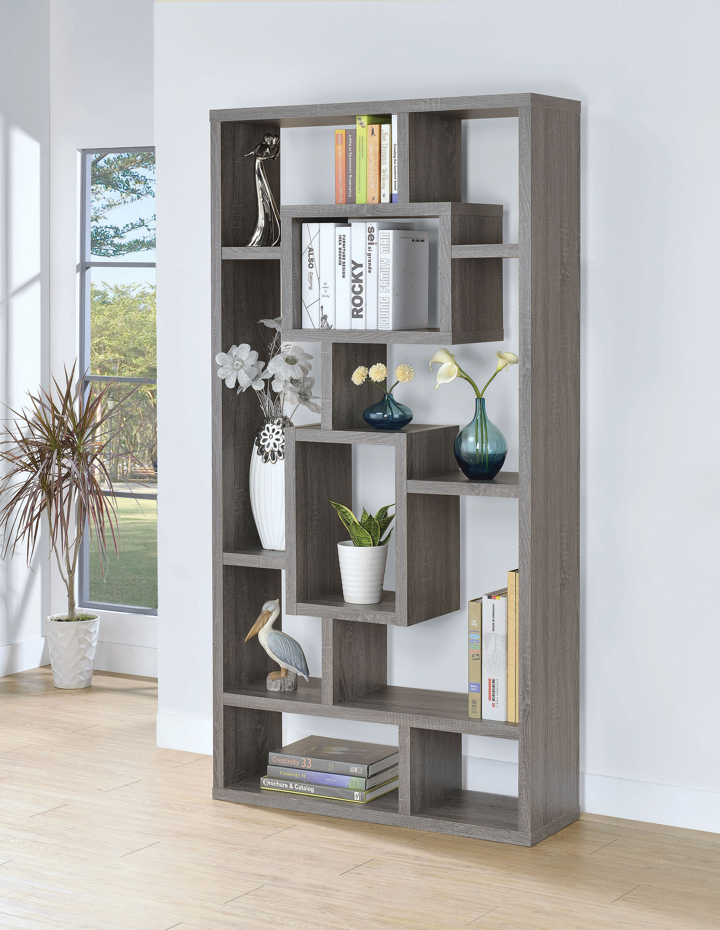 10shelf Bookcase Weathered Gray