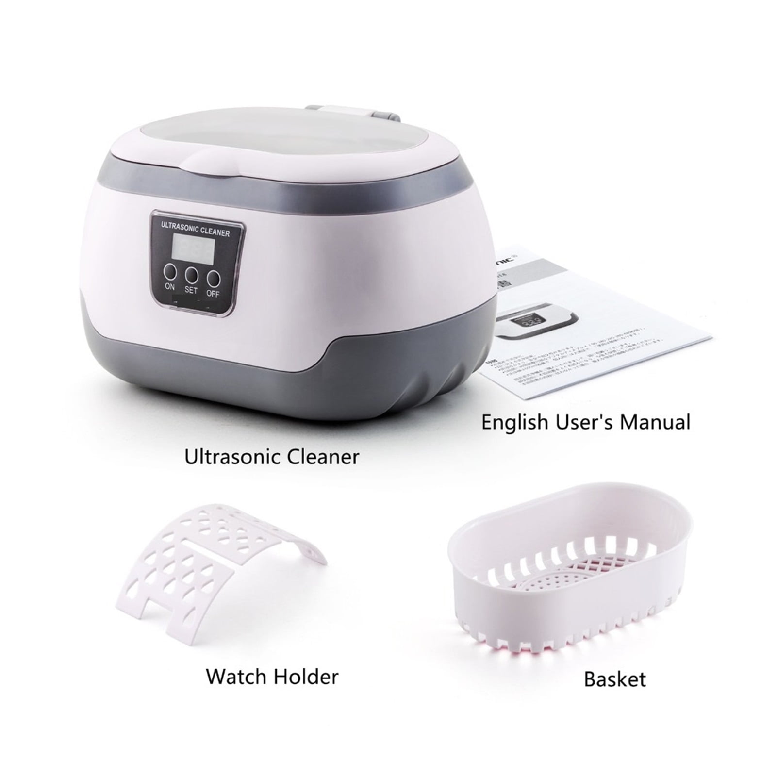 600ML Ultrasonic Cleaner Bath Timer For Jewelry Parts Glasses Manicure Stones Cutters Dental Razor Brush ,Strong Cleaning