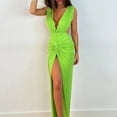 thumbnail image 6 of HAiming Midi Dress for Women Summer V Neck Sleeveless Ruched Open Back Formal Wedding Guest Cocktail Dresses, 6 of 9