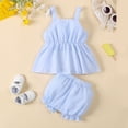 thumbnail image 5 of xfsWaSs Newborn Baby Girl Clothes Summer Outfits Infant Girls Sleeveless Striped Cute Bow Tank Tops With Ruffled Shorts Two Piece Playwear 3-6 Months, 5 of 5