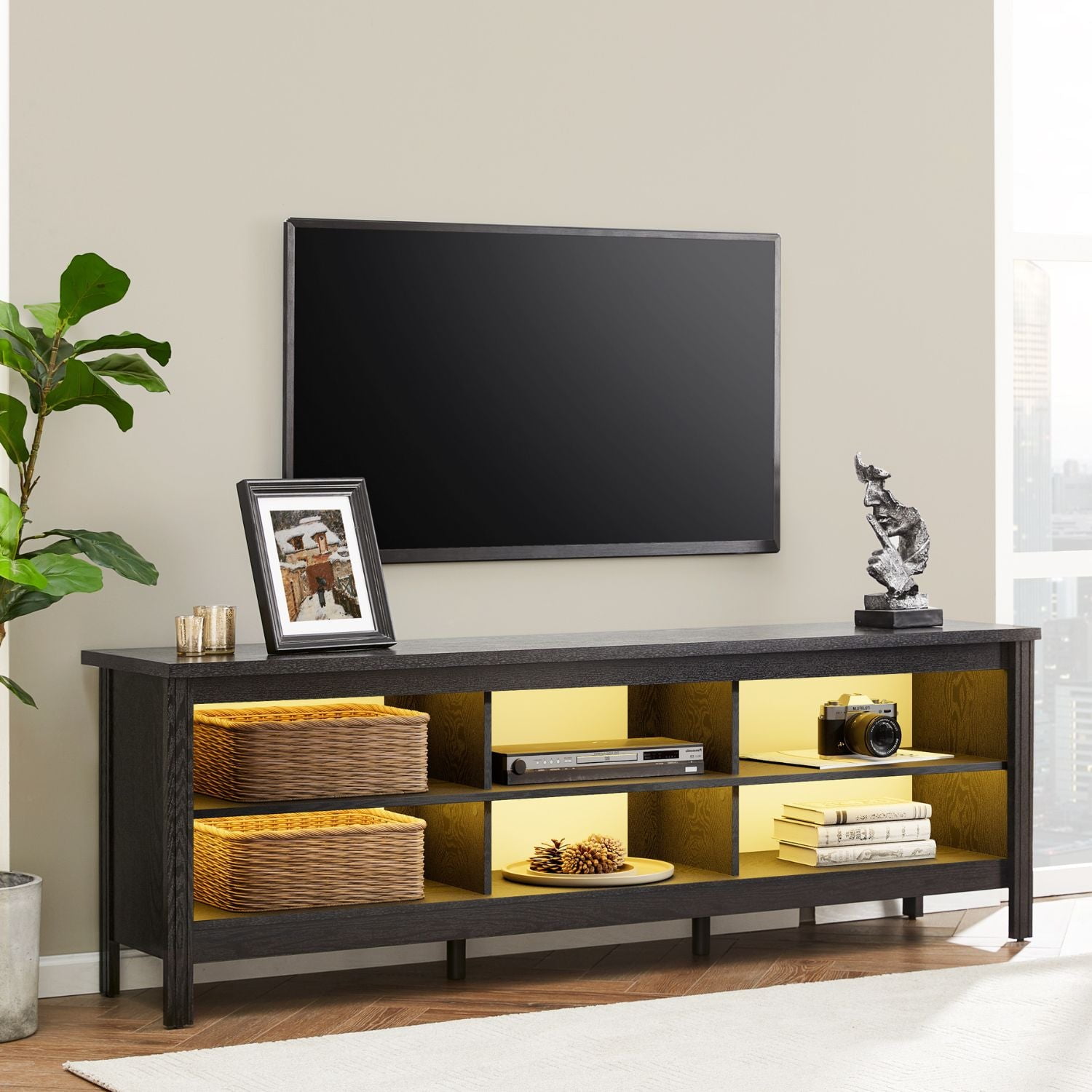 Madesa TV Stand Large Media Console with Cable Management Madesa TV Stand Large Media Console with Cable Management