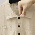thumbnail image 4 of AHTJRT Mens Short Sleeve Polo Shirt Distressed Texture Point Collar Two Button Placket Regular Fit Fashion Leisure Tshirt Top Khaki 2XL, 4 of 7