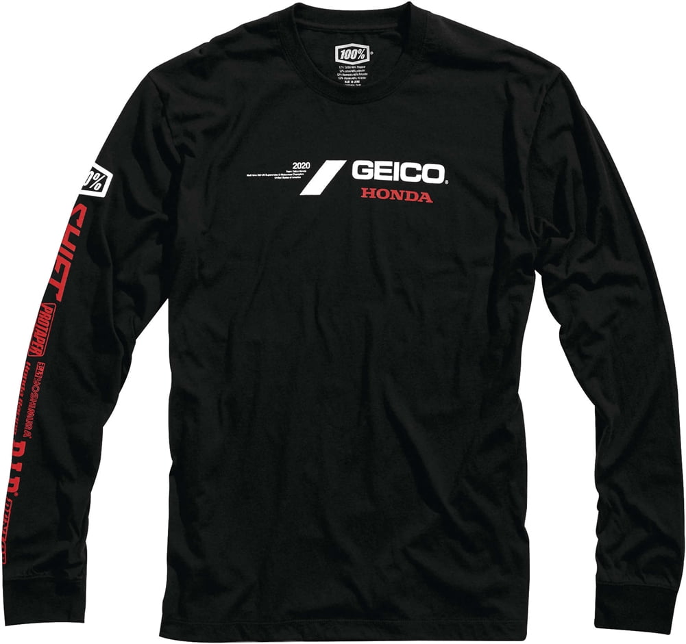 100% GEICO Honda Raceday Long Sleeve Tee - Black - Medium - Walmart.com