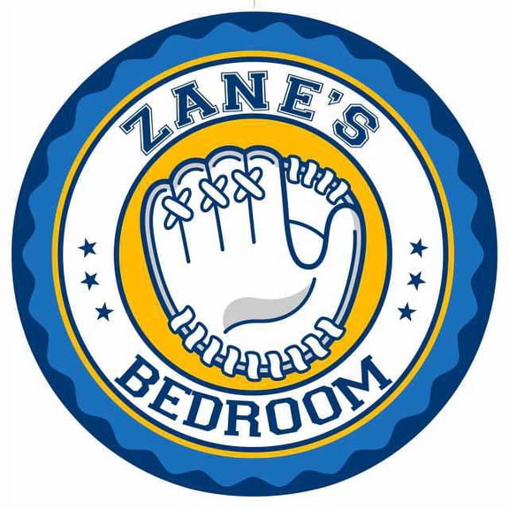 ZANE'S Baseball Glove Bedroom 14" Round Metal Sign Boys Room 100140029244