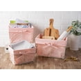 thumbnail image 6 of Contemporary Home Living Set of 3 Blush Pink and White Vintage Chicken Wire Baskets with Basket, 6 of 8