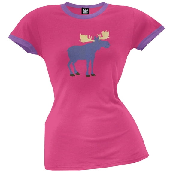 Raspberry Moose Women's Pajama Ringer T-Shirt - Small