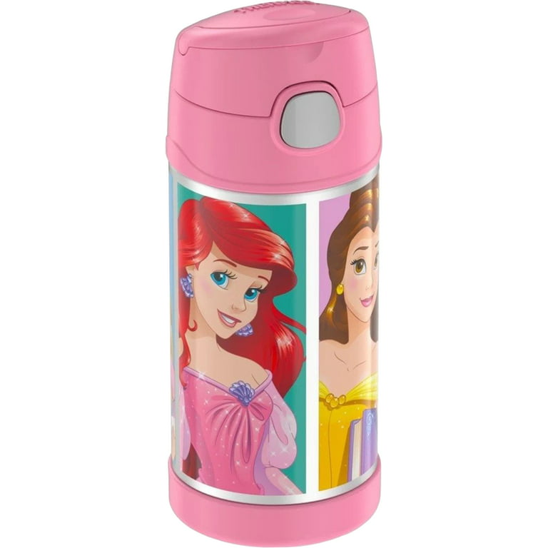 Thermos Funtainer Princess Insulated Bottle With Straw, Pink, 12