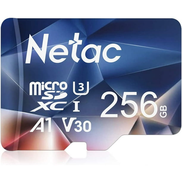 Carte Micro SD Netac 256 Go, carte mémoire microSDXC UHS-I - 100 Mo/s,  667X, U3, Class10, vidéo Full HD V30, A1, FAT32, haute 