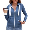thumbnail image 7 of Roncen Women's Lightweight Zip Up Hoodie – Long Sleeve Thin Casual Hooded Jacket, Plus, 7 of 7