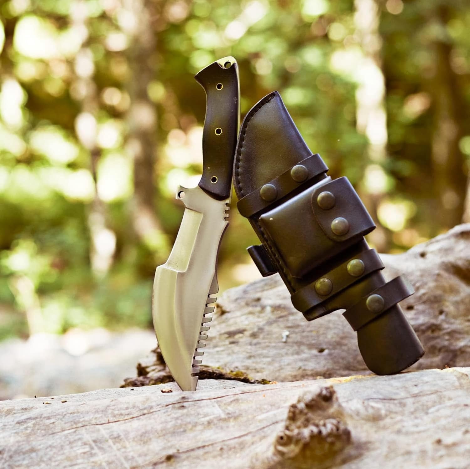 Handmade D2 Steel Tracker Knife 12" - Full Tang Fixed Blade - Micarta Handle & Leather Sheath - Bushcraft Outdoor Camping & Survival Hunting Knife - Collector Hunter Gifts