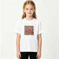 thumbnail image 2 of Leopard Print Mama Girls Graphic Tee, Cute Retro Pink Cheetah Bow 100% Cotton Kids Short Sleeve T-Shirt, 2 of 5