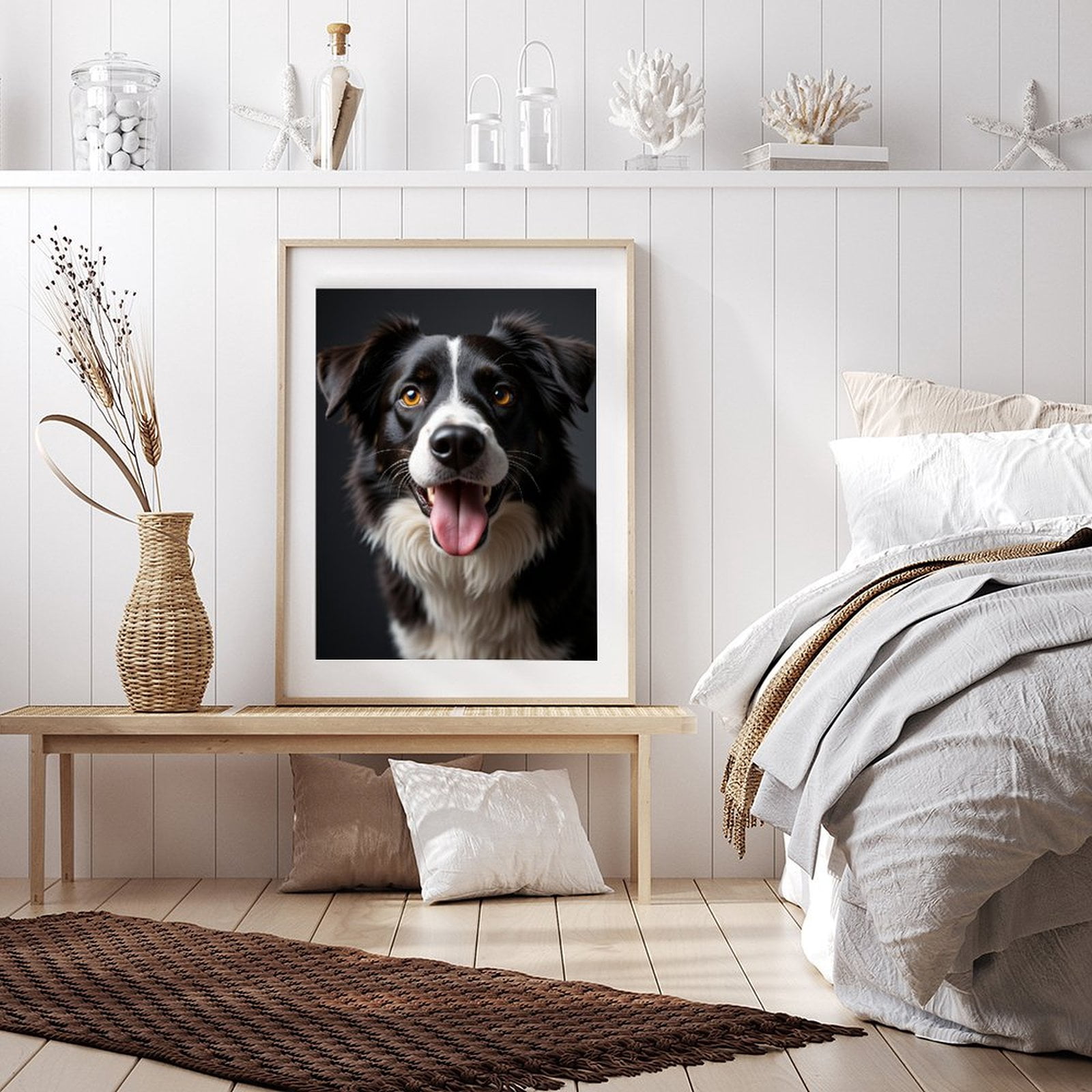 Diamond Art Kit for Adults, Smiling Dog Portrait Black White Diamond Painting for Adults Beginners, 5D DIY Diamond Art Painting Kits, Colorful Diamond Painting Craft for Home Decor 12x16
