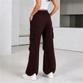 thumbnail image 6 of Womens Cargo Sweatpants Ruched High Waisted Sweat Pants Athletic Solid Color Casual Wide Leg Joggers Loose Fall Pants with Pockets, 6 of 7