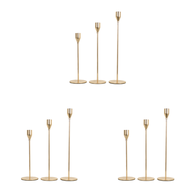 Juego Estable Candelabro Decorativo Metal 3 Uds. para Fiestas (dorado)