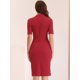 thumbnail image 3 of Vestido de tubo Allegra K para mujer cuello en V manga corta Bodycon midi Rojo XL, 3 of 6