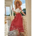 thumbnail image 5 of Maxi Skirts for Women 2025 Summer Boho Long Flowy Floral Elastic High Waist Front Slit Skirt Casual Travel Skirt Red XL, 5 of 9