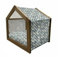 thumbnail image 2 of Modern Pet House, Geometric Morrocan Mediterrain Style Dots Ornamental Details Image Print, Outdoor & Indoor Portable Dog Kennel with Pillow and Cover, 5 Sizes, Blue and White, by Ambesonne, 2 of 5