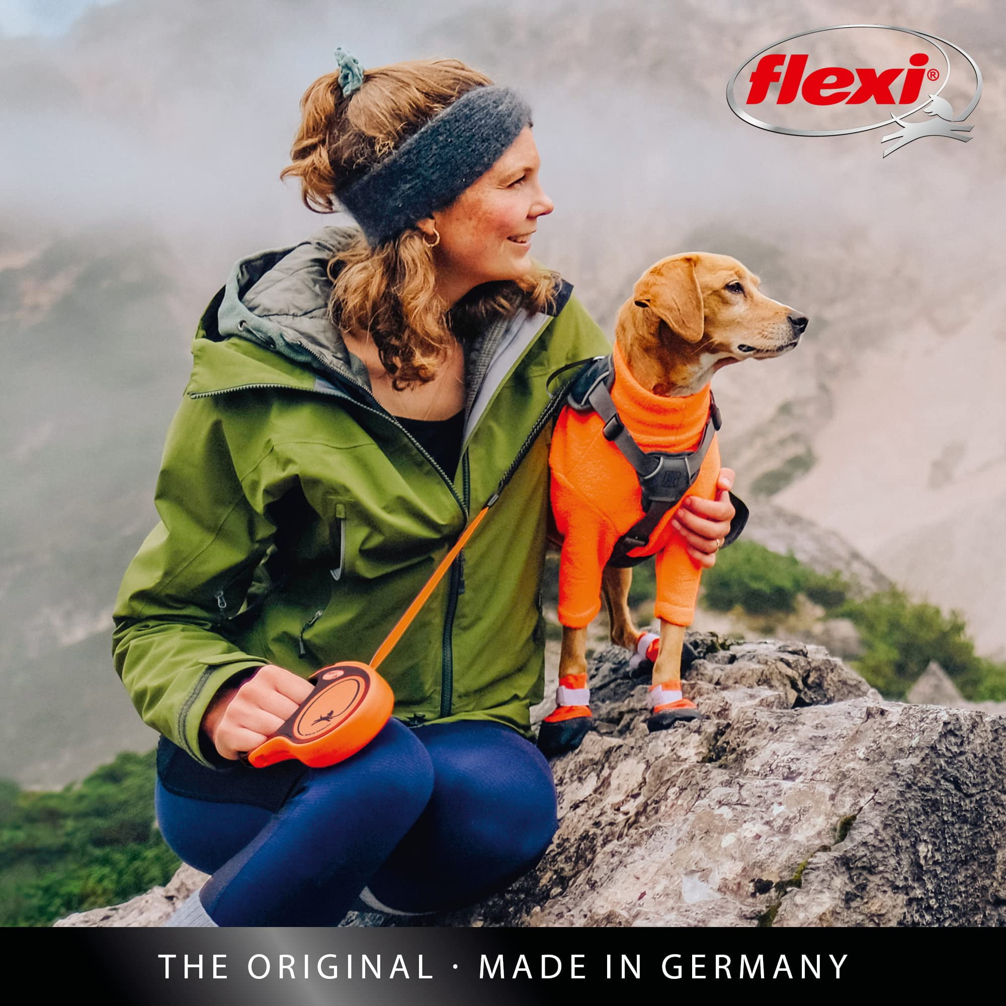Flexi 840317109672 16 ft. Xtreme Retractable Leash, Orange & Black - Large
