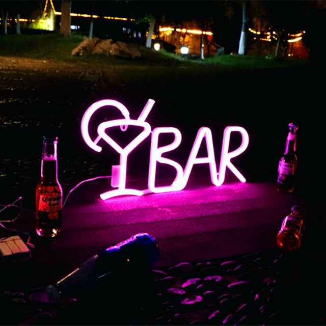 Letrero de Barra LED, Luz de , USB/barra de Batería, de Publicidad Iluminadas, Letrero de Pantalla Eléctrica para Decoración de Rosado Colco bar lámpara de neón