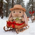 thumbnail image 4 of Pudding Bunny Plush Toy with Hat, Soft Stuffed Rabbit, Cuddly Lap Pet, Collectible Plush Doll, Bedtime Companion, Gift for Holiday Celebration, 10-Inch Soft Toy, 4 of 5