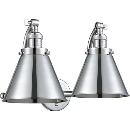 

Polished Chrome Tone Bathroom Vanity 18 Wide Steel/Cast Brass Medium Base 2 Light Fixture